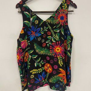 Violet & Claire Colorful Floral Print Lightweight Sleeveless Women L Chiffon Top